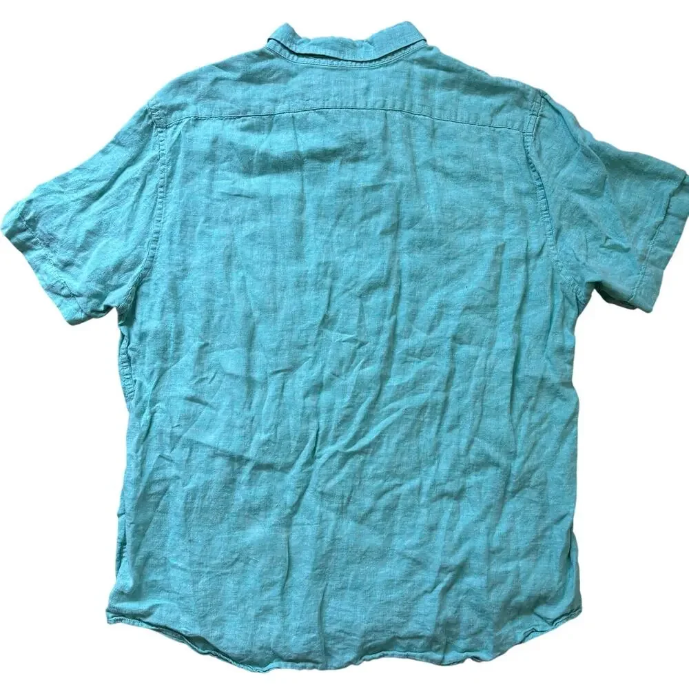 Banana Republic Men’s Light Blue 100% Linen Casual Dress Short Sleeve XL Resort